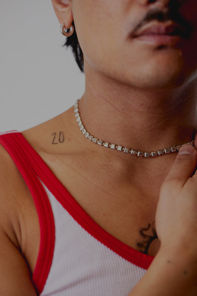 Simulated Stone Chainlink Necklace