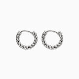 Diamond Braided Mini Hoops in 18K