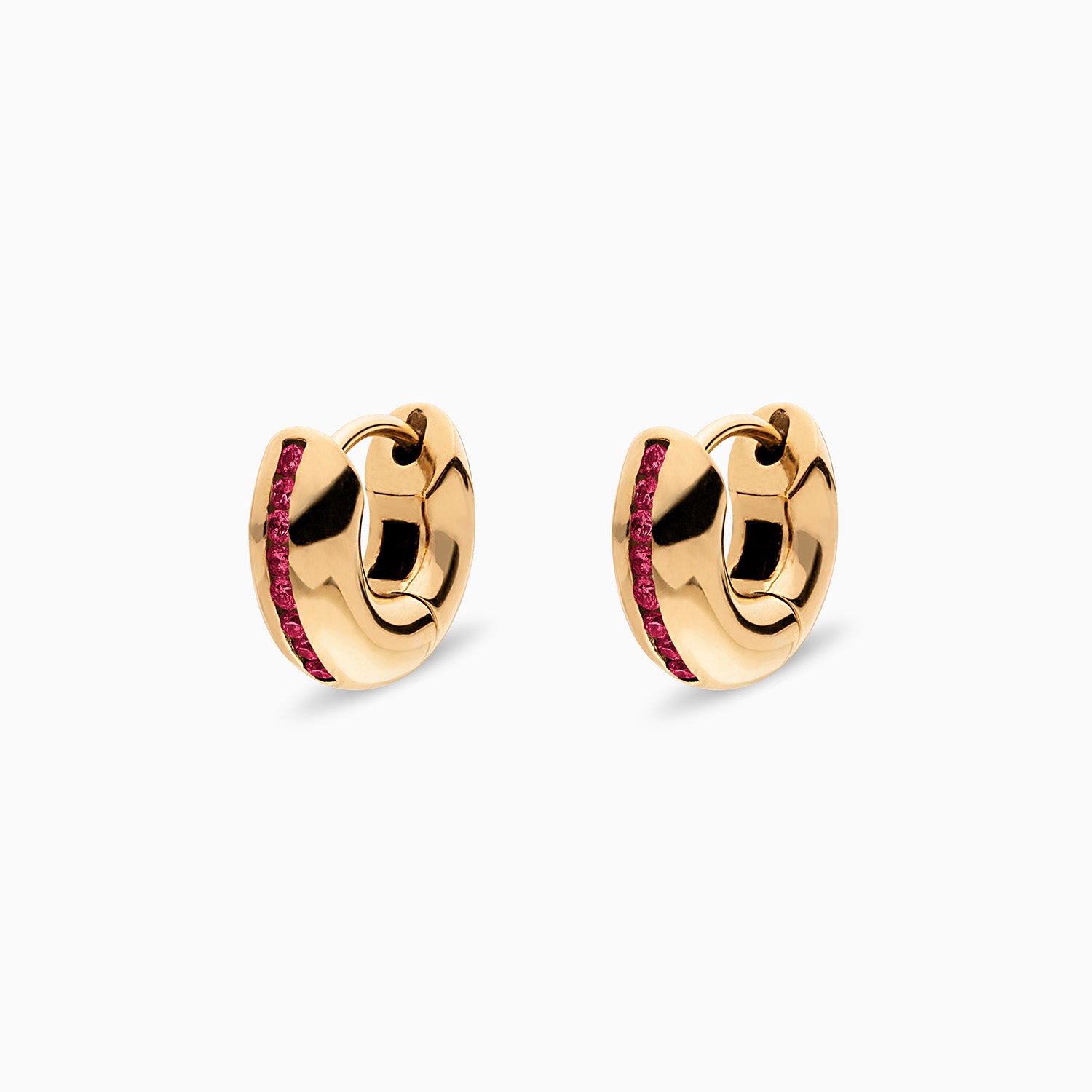 E.M. Ruby Channel Hoop in 18K