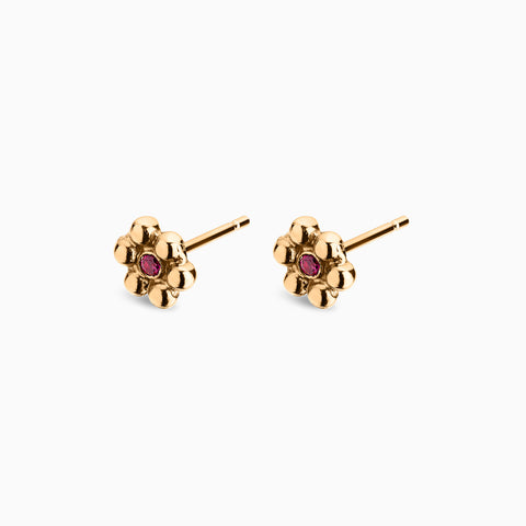 Blossom Ruby Stud Earrings in 18K