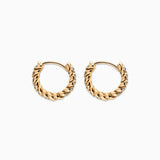 Diamond Braided Mini Hoops in 18K