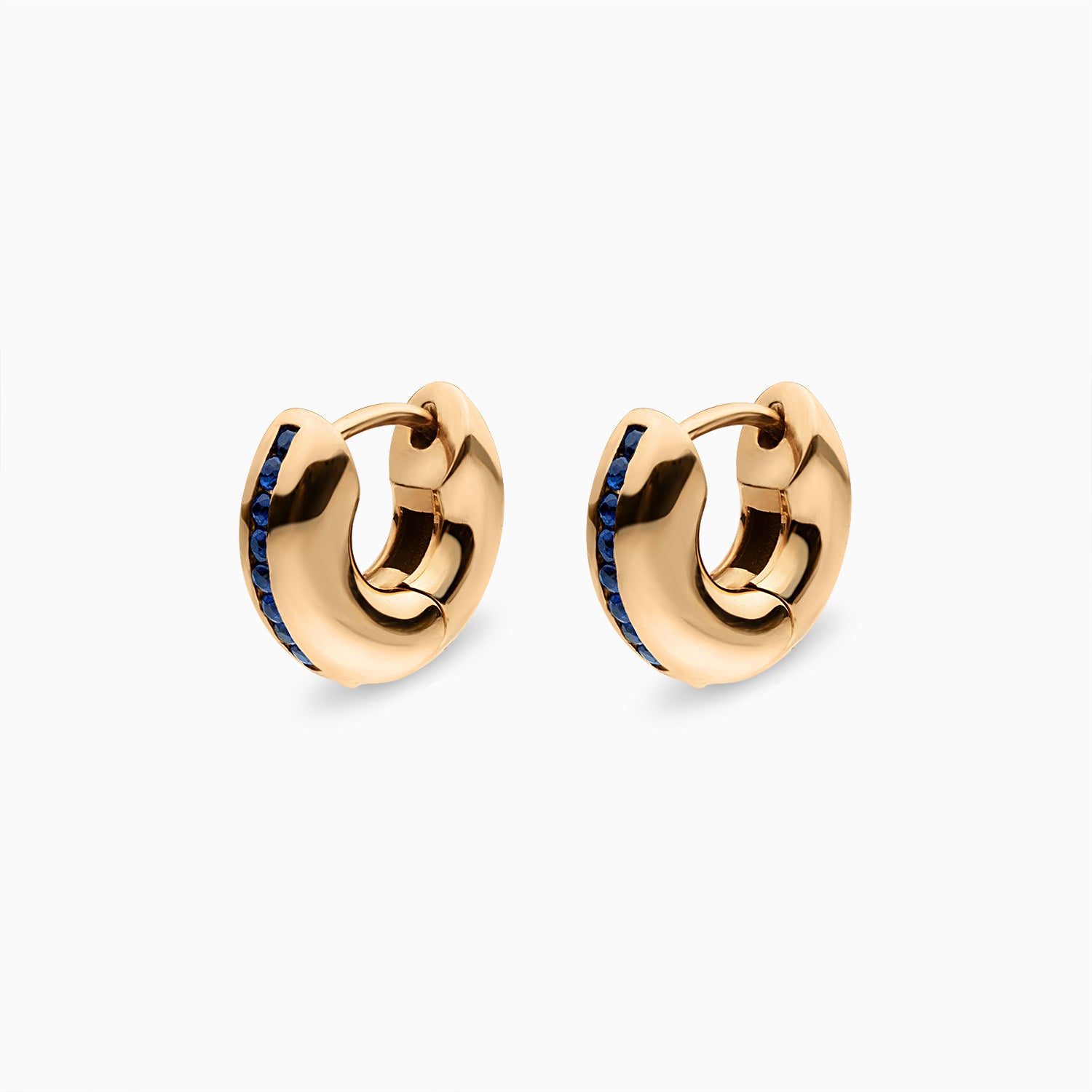 E.M. Deep Blue Sapphire Channel Hoop In 18K