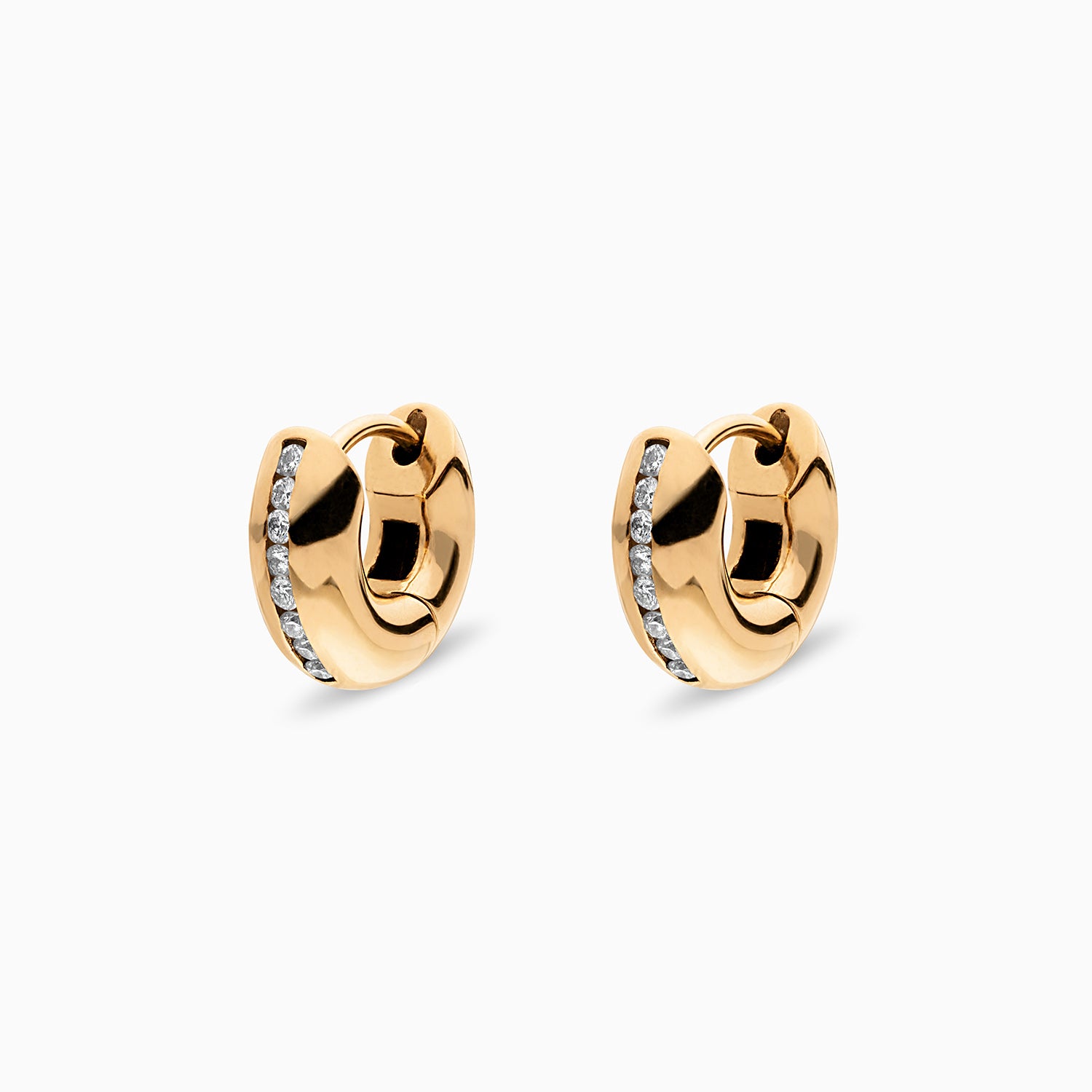 Diamond Channel Hoop in 18K