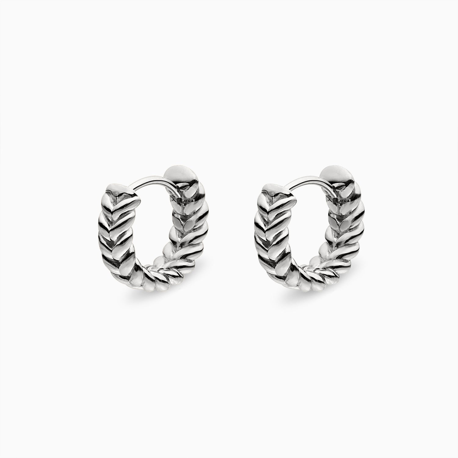 Braided Mini Hoops in Sterling