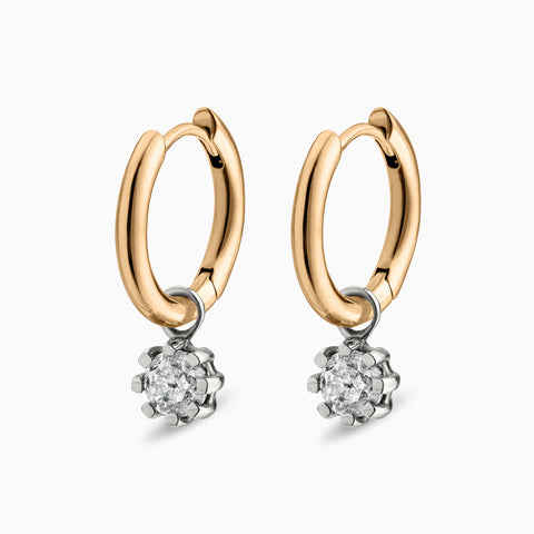 .50ct Diamond + White Gold Relic Drop Hoops