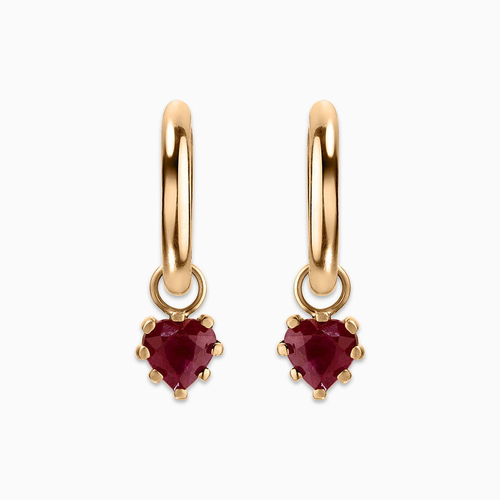 1.0ct Ruby Heart Drop Hoops