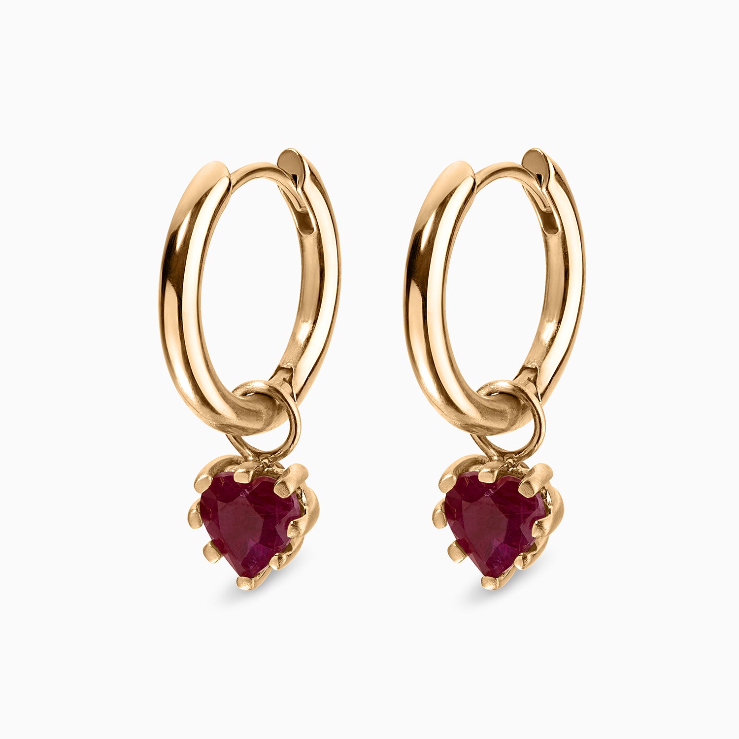 1.0ct Ruby Heart Drop Hoops