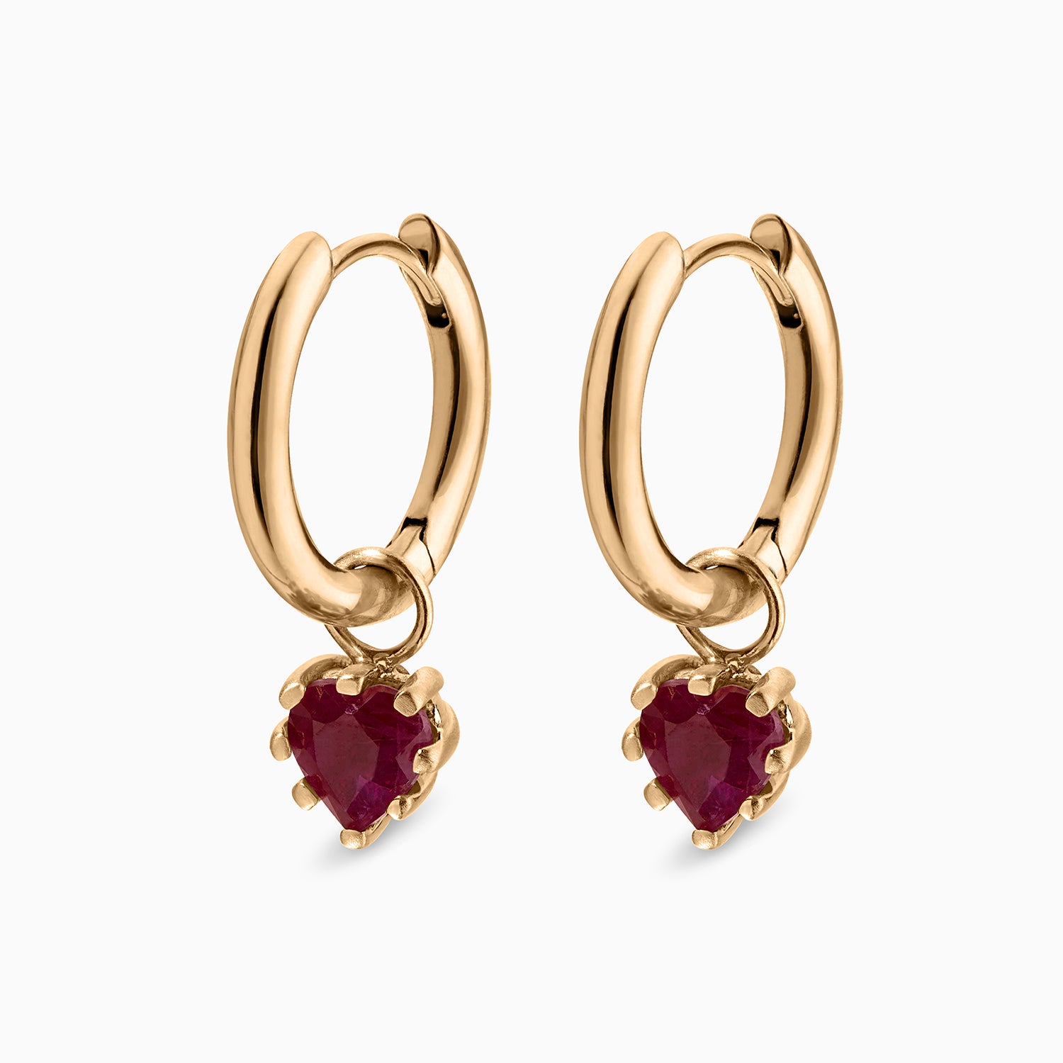 1.0ct Ruby Heart Drop Hoops