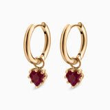 1.0ct Ruby Heart Drop Hoops
