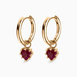 1.0ct Ruby Heart Drop Hoops