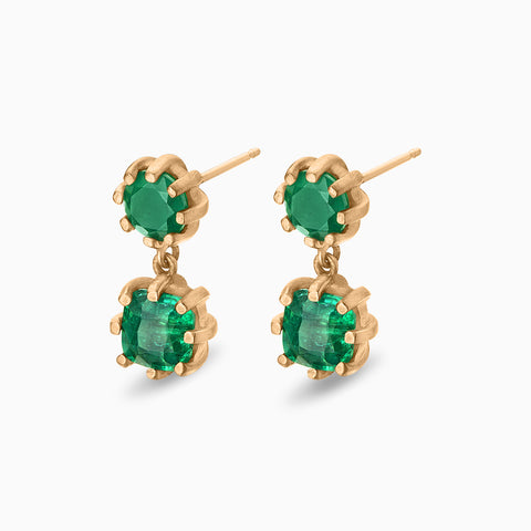 Emerald Relic Dual Drop Earrings
