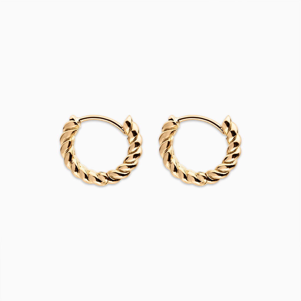 Braided Mini Hoops in 18K