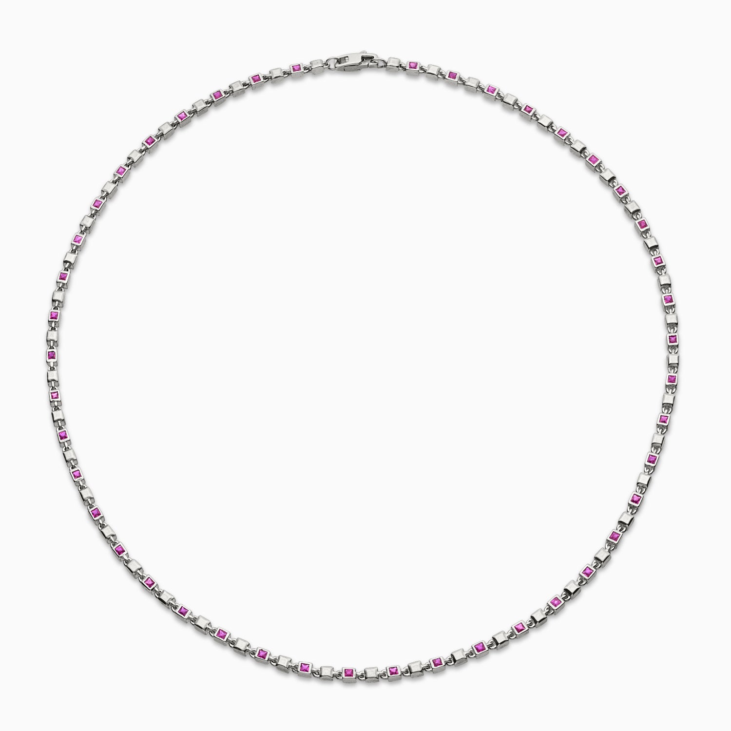 Ruby Simulated Stone Chainlink Necklace