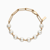 Ivory Pearl Paperclip Chain Bracelet in 14K